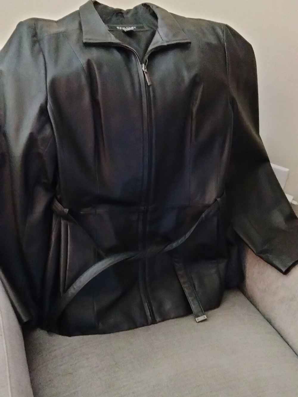 New York & Company Black Faux Leather Zip Jacket